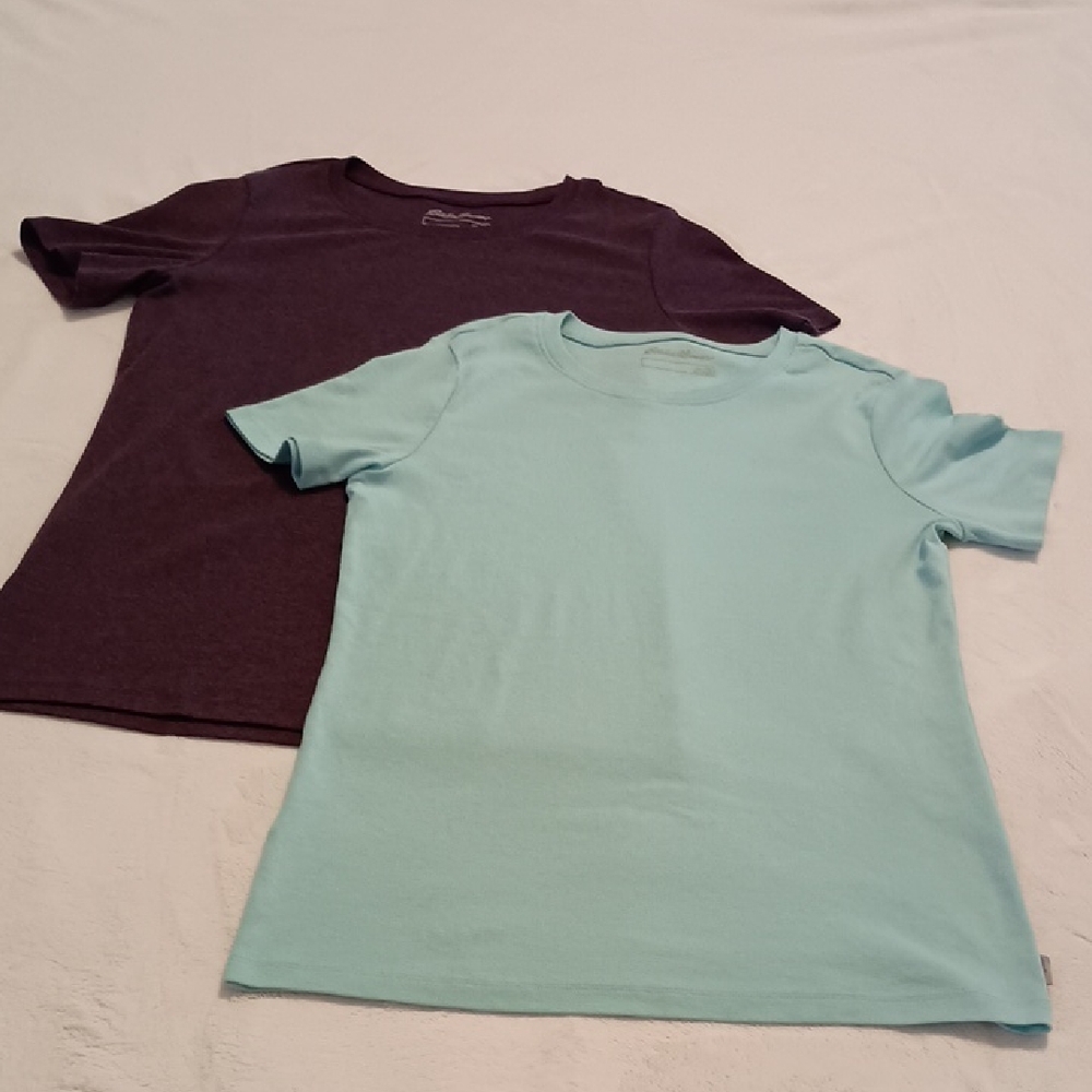 Eddie Bauer Women's Classic Short Sleeve T-shirts Size TXL (2 Aubergine/Aqua)